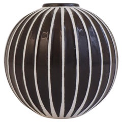 Black & White Round Spheral Vase Domino, Stig Lindberg, Gustavsberg, 1950s