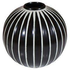 Black & White Round Spheral Vase Domino, Stig Lindberg, Gustavsberg, 1950s