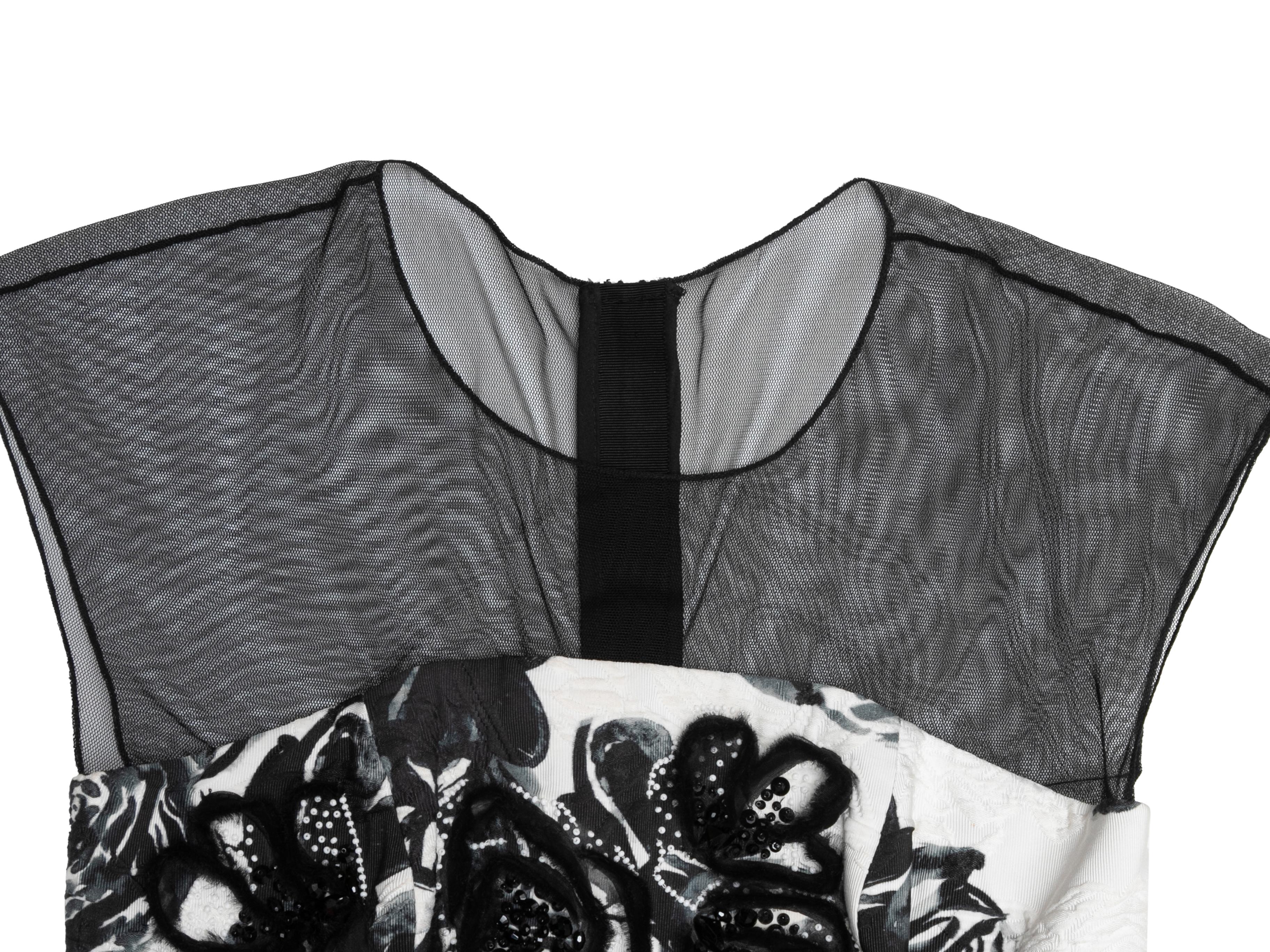 Women's Black & White Sachin & Babi Noir Floral Applique Evening Dress Size US XS