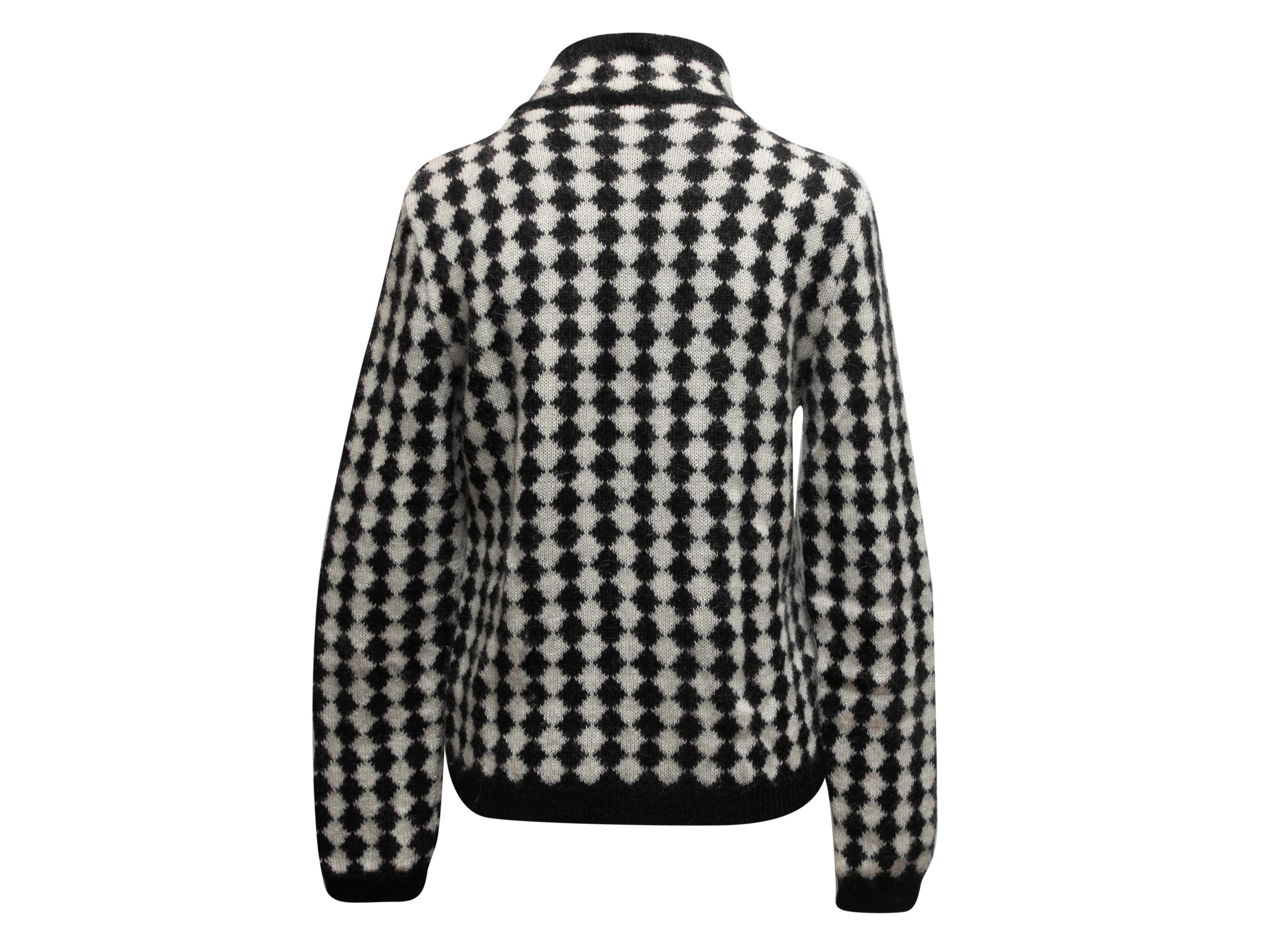 Saint Laurent - Pull col bénitier à carreaux noirs et blancs, automne/hiver 2021, taille US Bon état - En vente à New York, NY