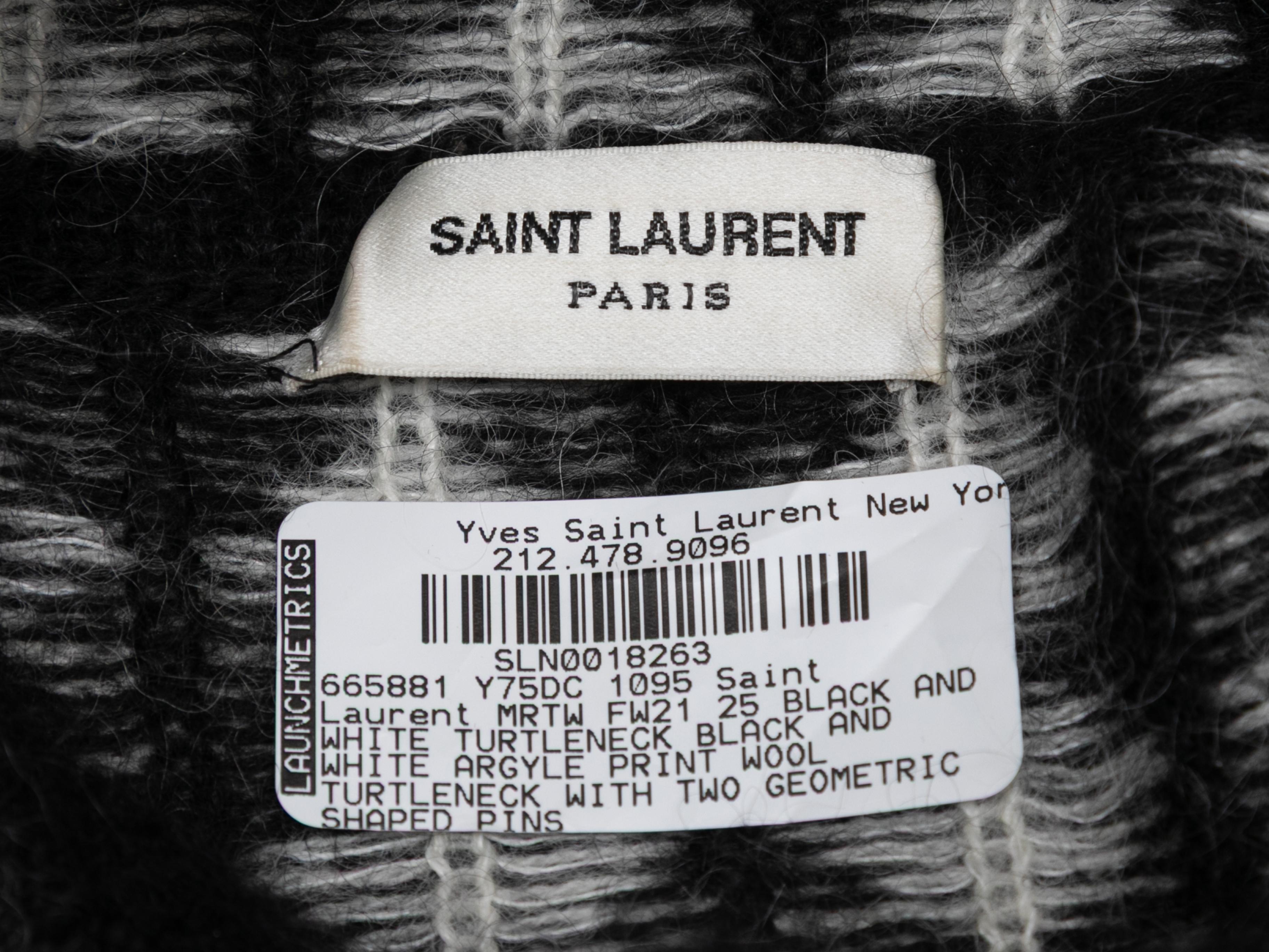 Saint Laurent - Pull col bénitier à carreaux noirs et blancs, automne/hiver 2021, taille US Pour femmes en vente