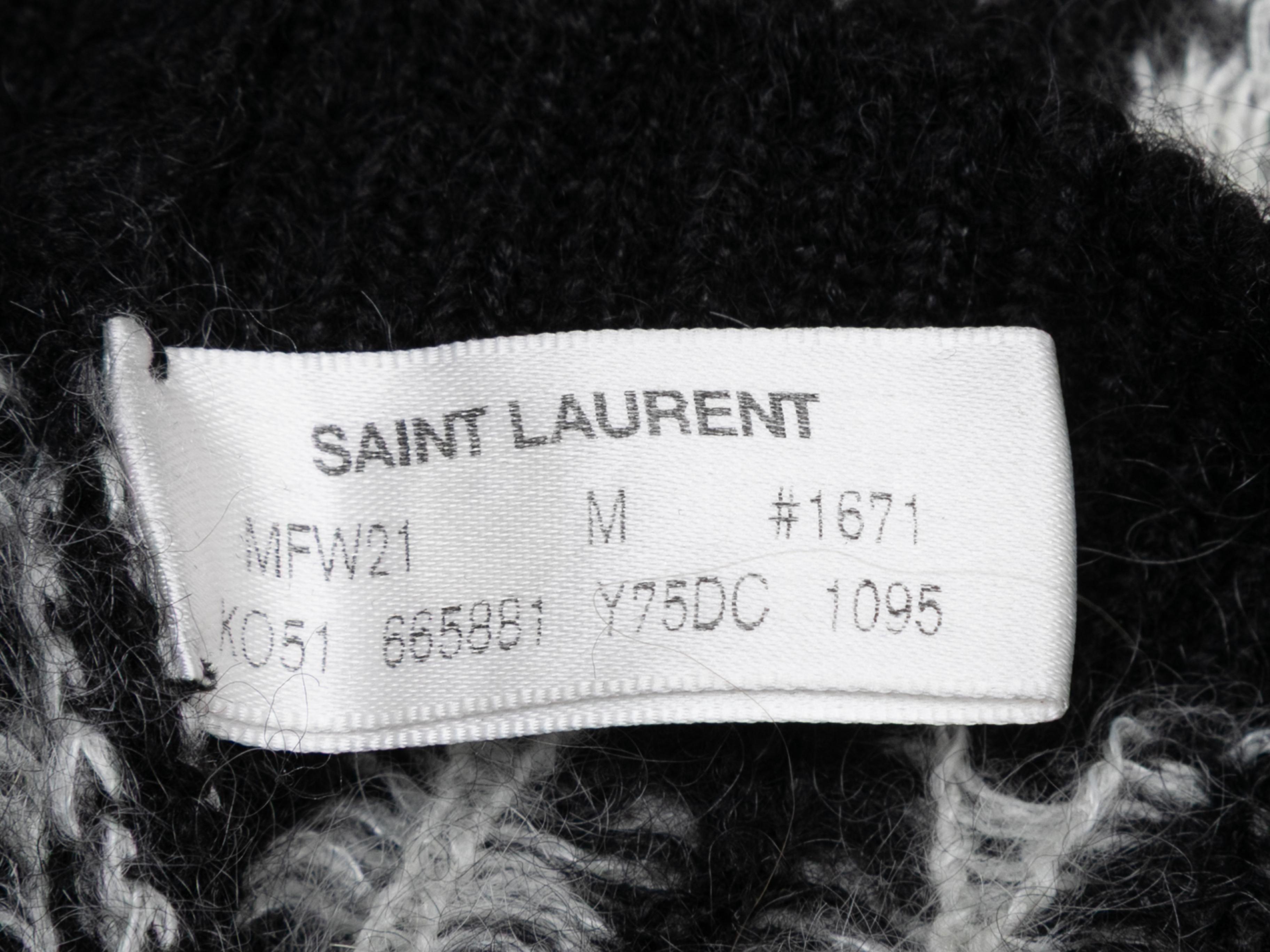 Saint Laurent - Pull col bénitier à carreaux noirs et blancs, automne/hiver 2021, taille US en vente 1