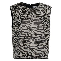 Black & White Sequin Zebra Pattern Sleeveless Top Size XL