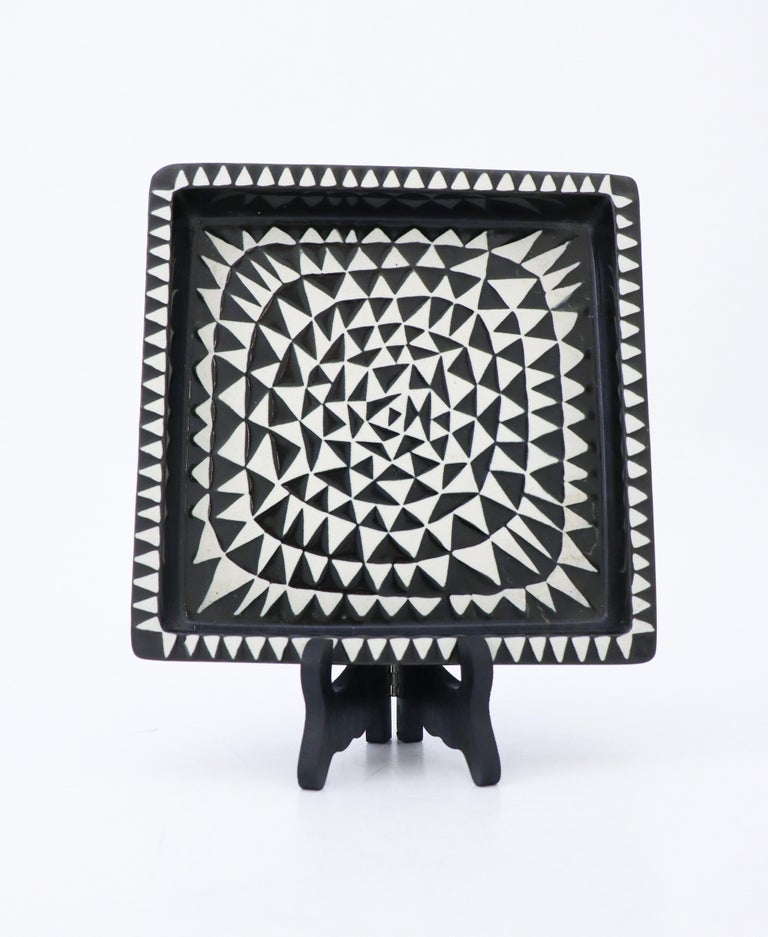 Black and White Serving Dish Domino, Stig Lindberg, Gustavsberg For