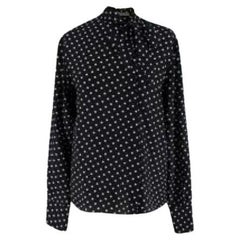 black & white silk crepe polka dot lavaliere blouse