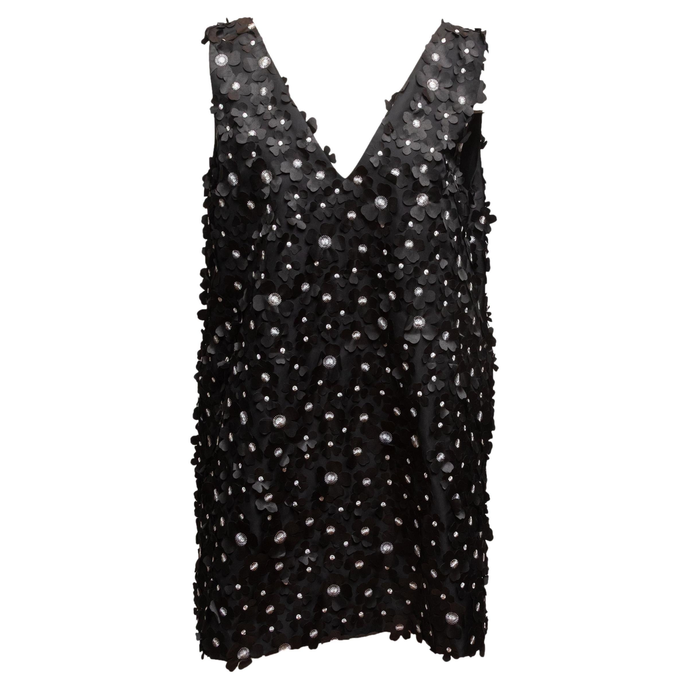 Black & White Stine Goya Floral Applique Mini Dress Size US M