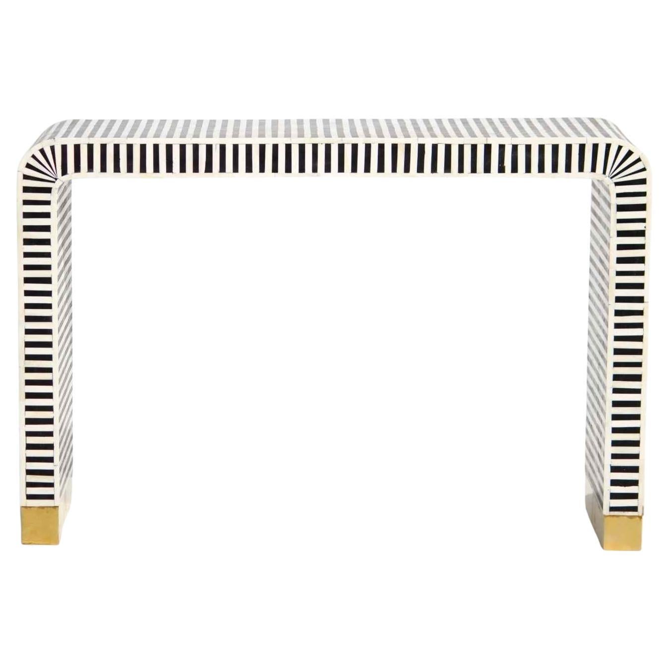 Black
White Stripe Bone Inlay Console Table by House of Jaipur