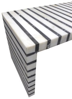 Black & White Striped Marble Coffee Table