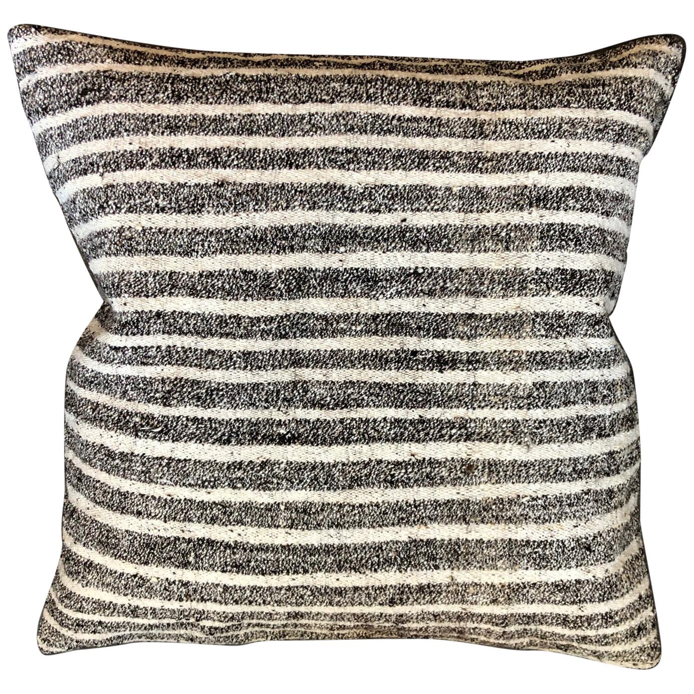 Black and White Striped Wool Pillow by Le Lampade