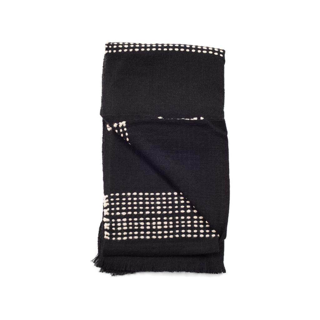 Black & White Stripes Pattern Walnut Handloom Soft Yak Throw / Blanket For Sale 10