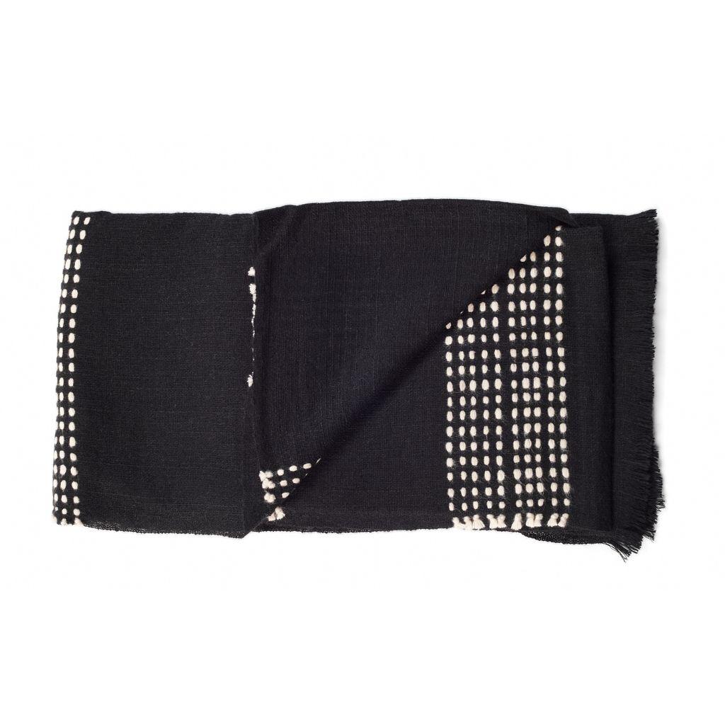 Yarn Black & White Stripes Pattern Walnut Handloom Soft Yak Throw / Blanket For Sale