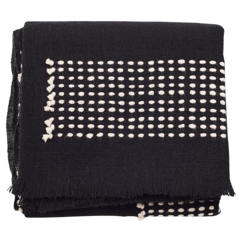 Black & White Stripes Pattern Walnut Handloom Soft Yak Throw / Blanket