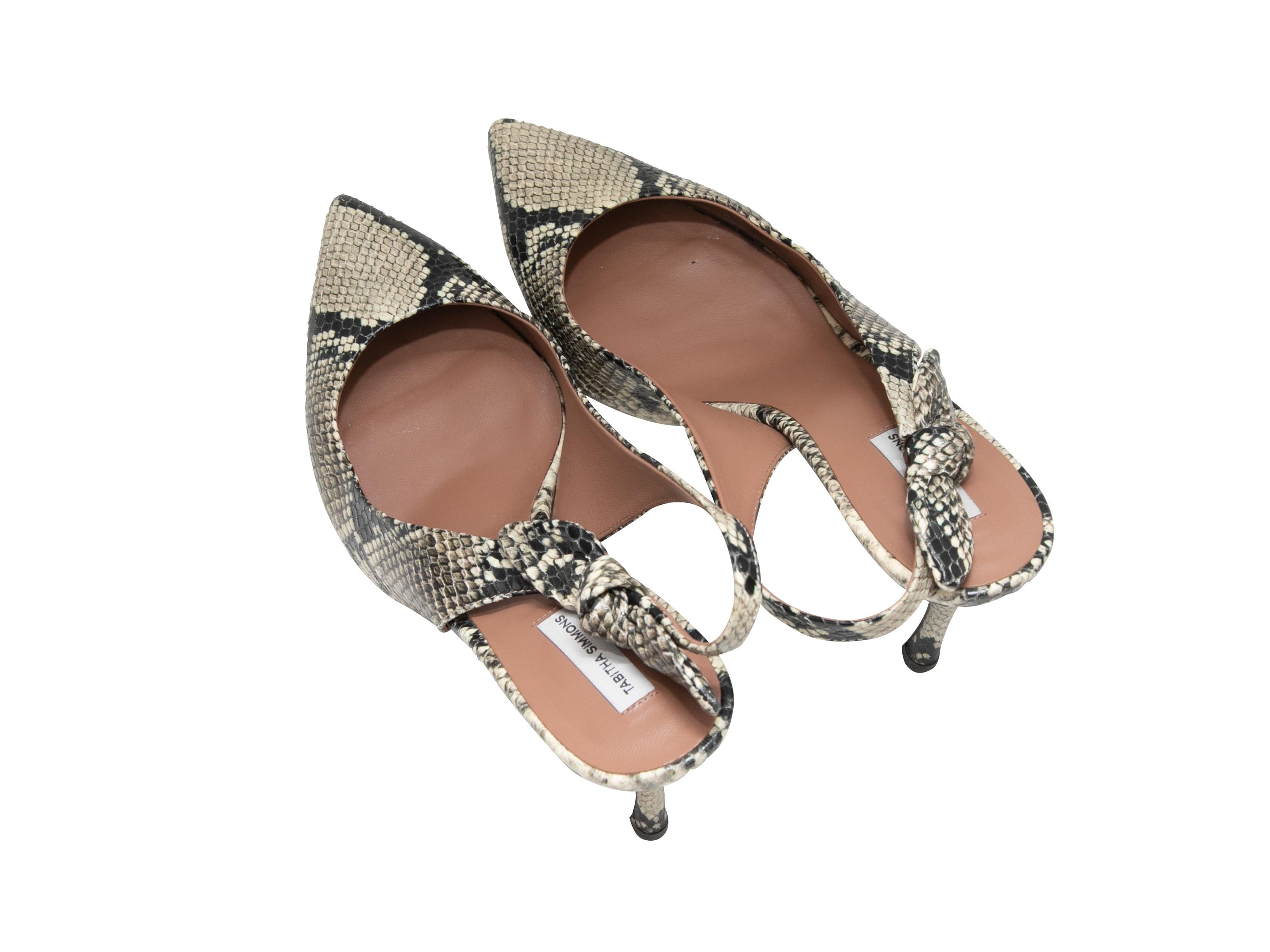 Schwarz-weiß Tabitha Simmons Python spitz zulaufende Slingbacks in Schwarz & Weiß Größe 41 (Grau) im Angebot