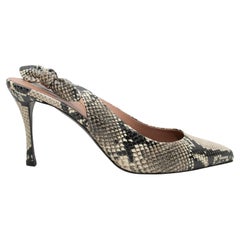Black & White Tabitha Simmons Python Pointed-Toe Slingbacks Size 41