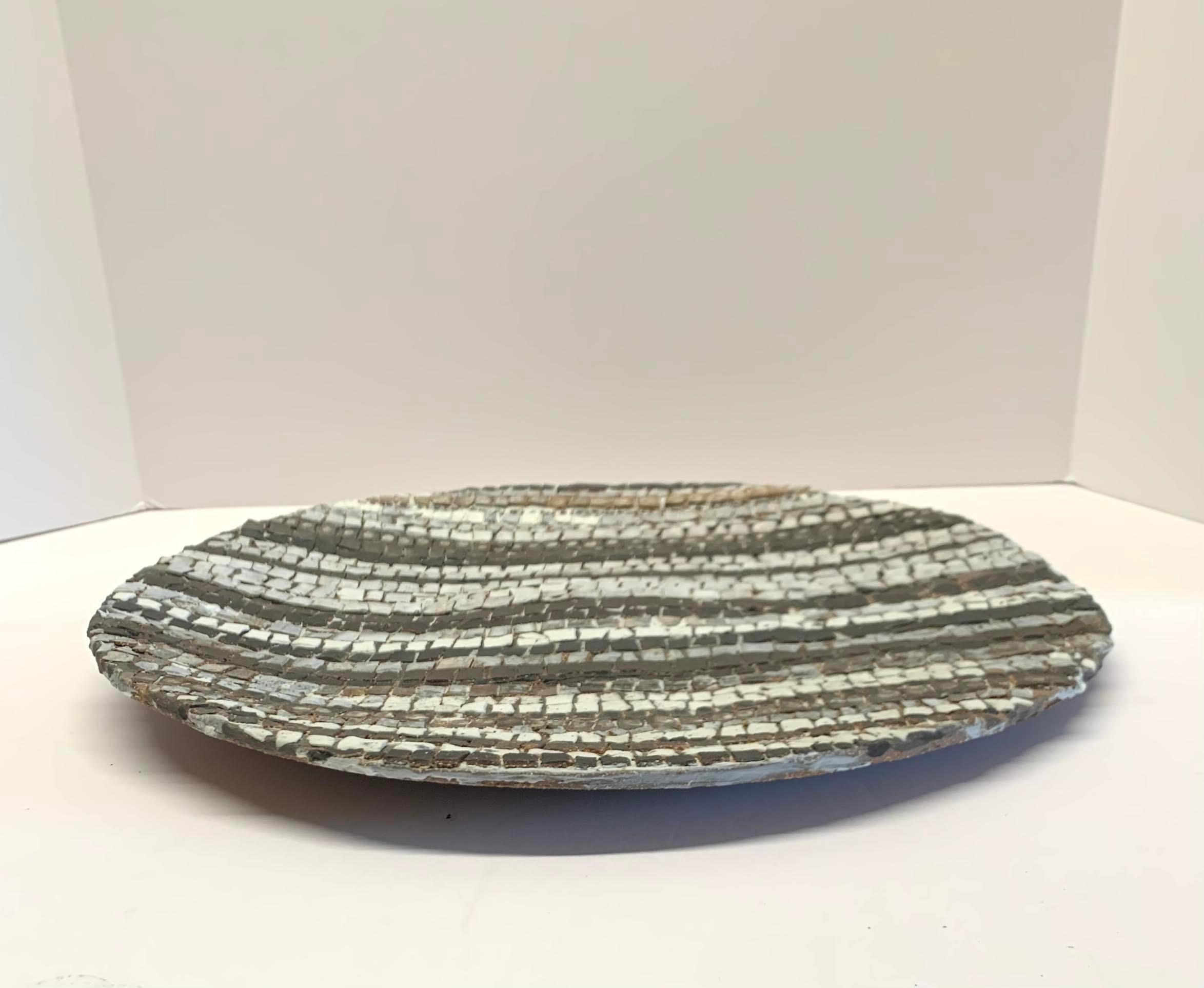 American Black, White, Taupe Hand Made Stoneware Plate by Ceramicist Brenda Holzke, USA