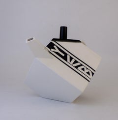 Schwarz-weiße Teekanne Rolf Sinnemark - "The Cube" - Rörstrand, 1980er Jahre