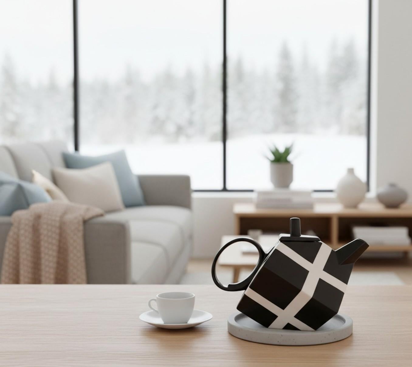 Scandinave moderne Théière en noir et blanc Rolf Sinnemark - 