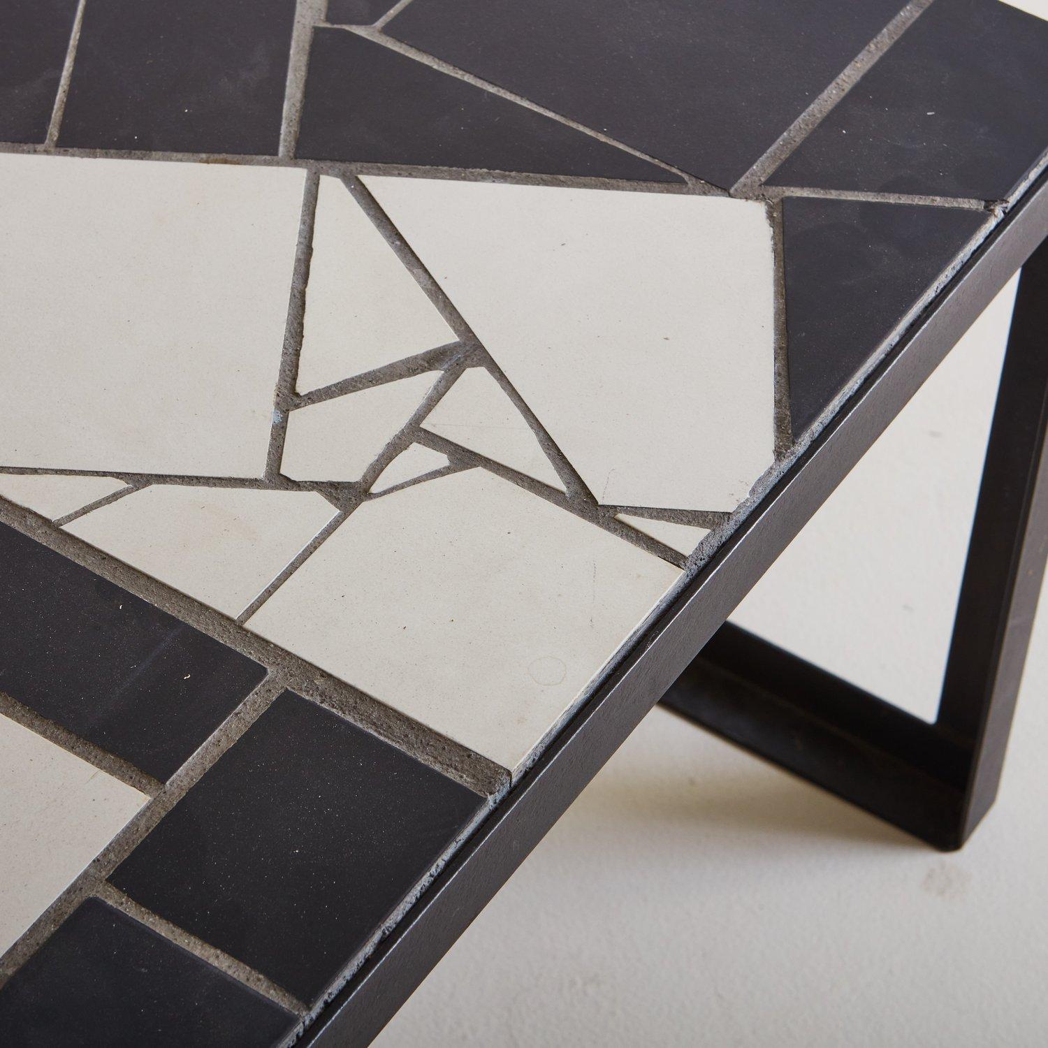 black and white tile table