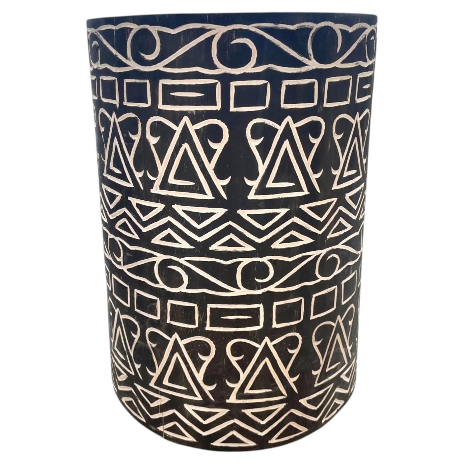Black & White Tribal Stool/Table For Sale