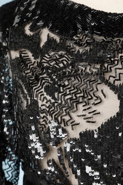 Black & white tulle fully embroidered cocktail dress Valentino