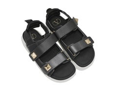 Black & White Valentino Rockstud Velcro Sandals Size 37.5