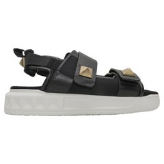 Black & White Valentino Rockstud Velcro Sandals Size 37.5