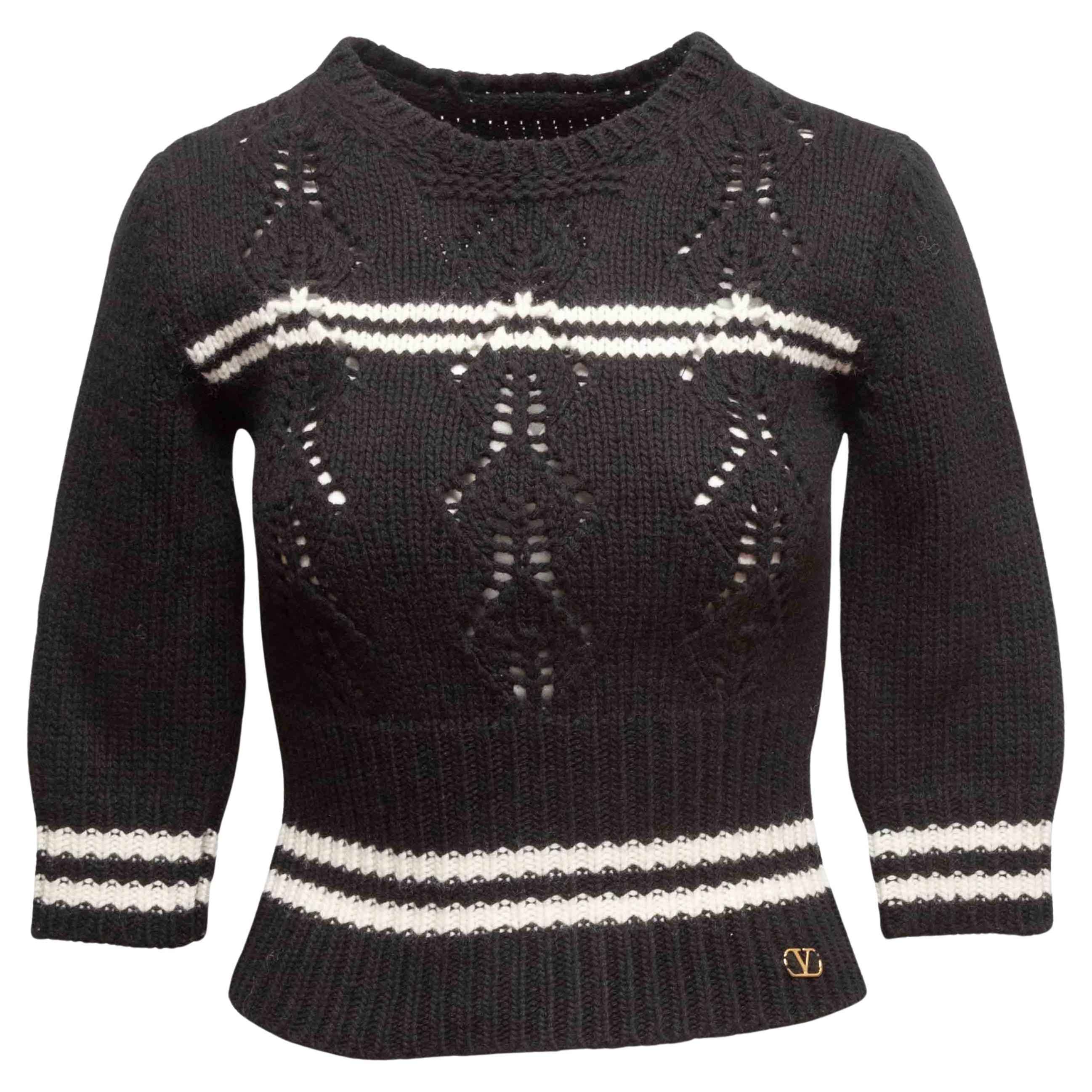 Pull rayé noir et blanc Valentino Taille S.S. en vente
