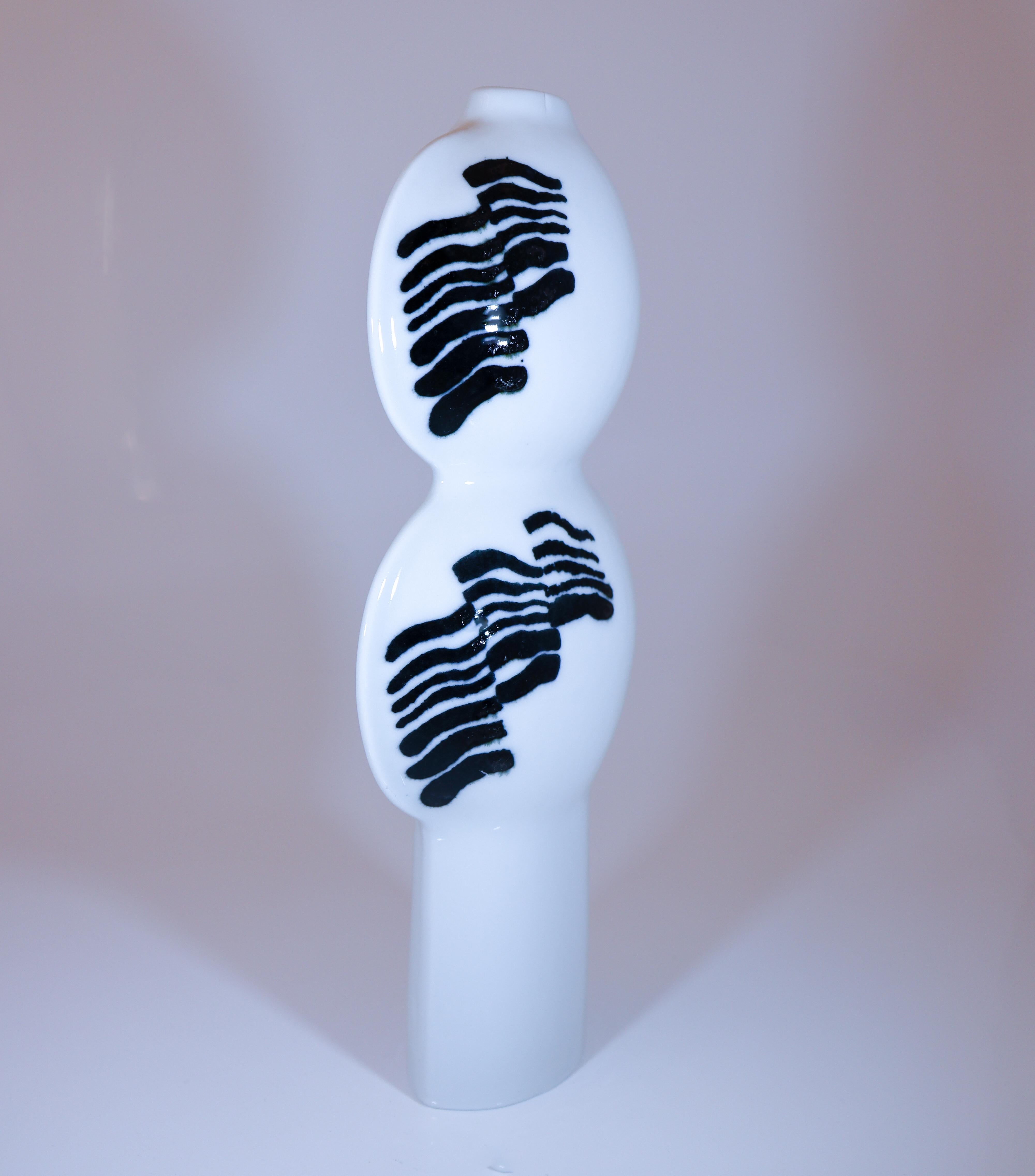 20th Century Black & White Vase - Inger Persson- Rörstrand - Midcentury Modern For Sale