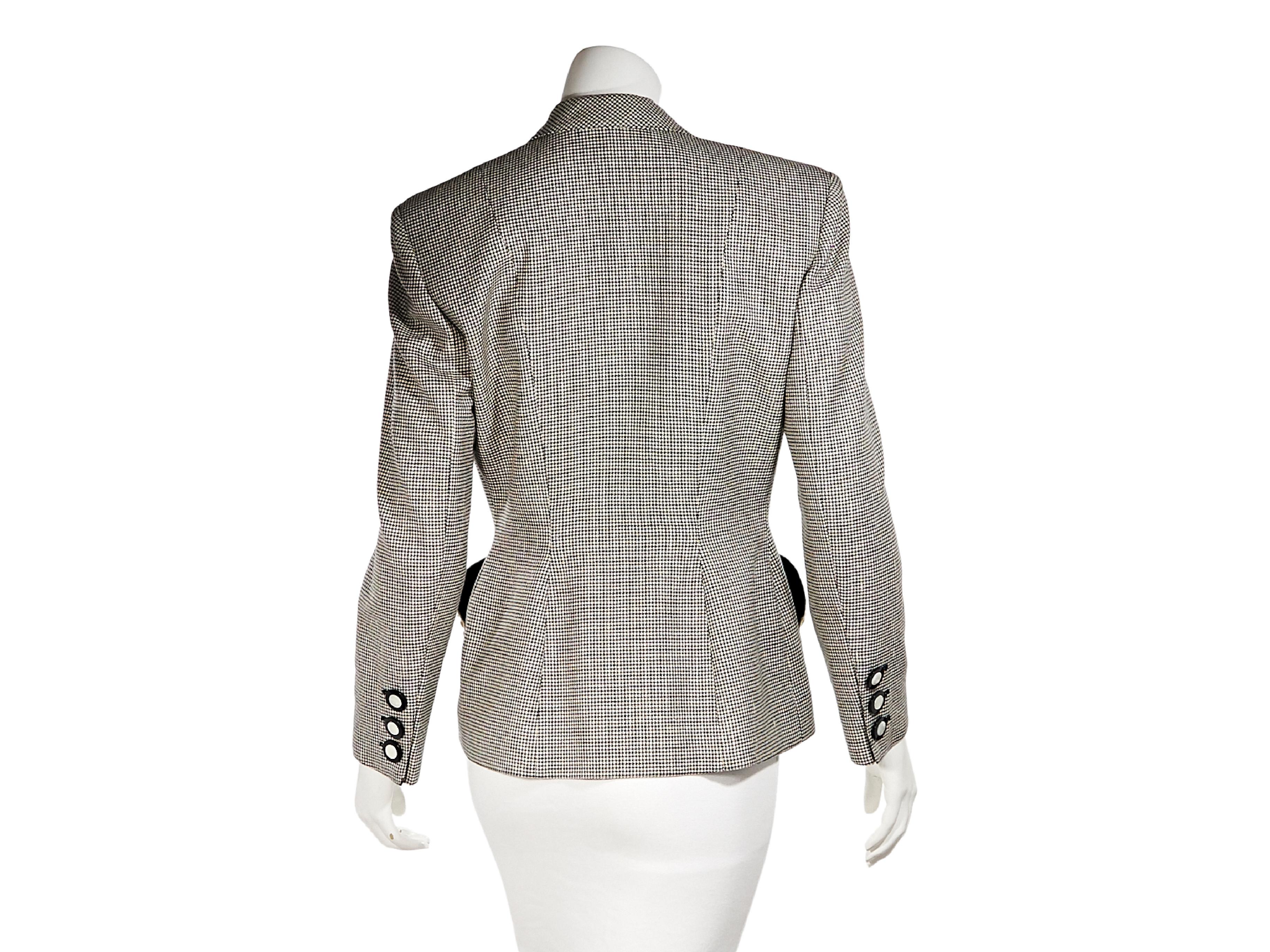 Gray Black & White Vintage Valentino Wool Houndstooth Blazer