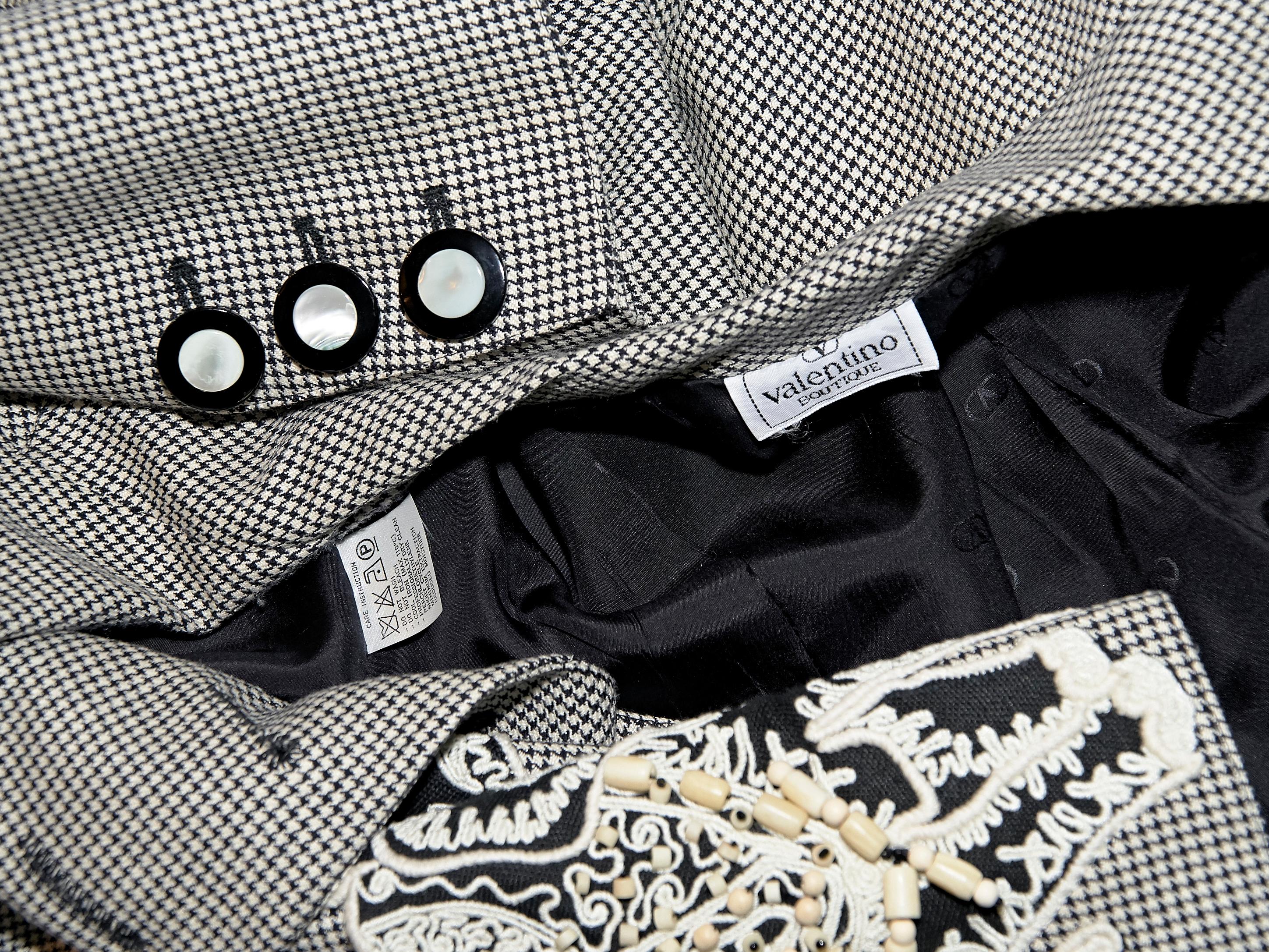 Women's Black & White Vintage Valentino Wool Houndstooth Blazer