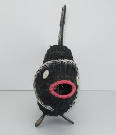 Black & White Wicker Novelty Fish Handbag, 1950’s