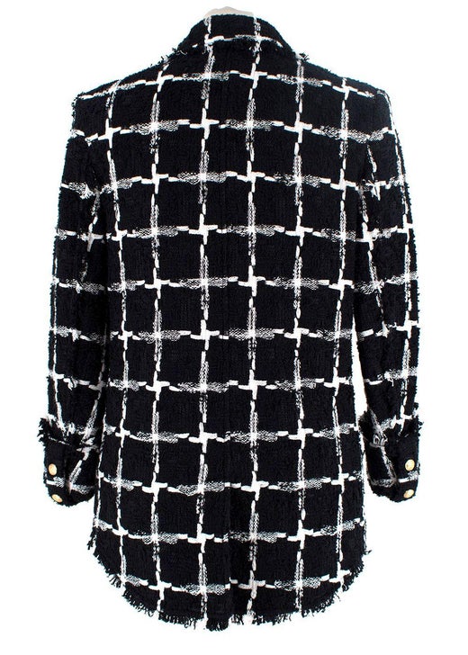 Black and White Windowpane Check Tweed Jacket For Sale at 1stDibs