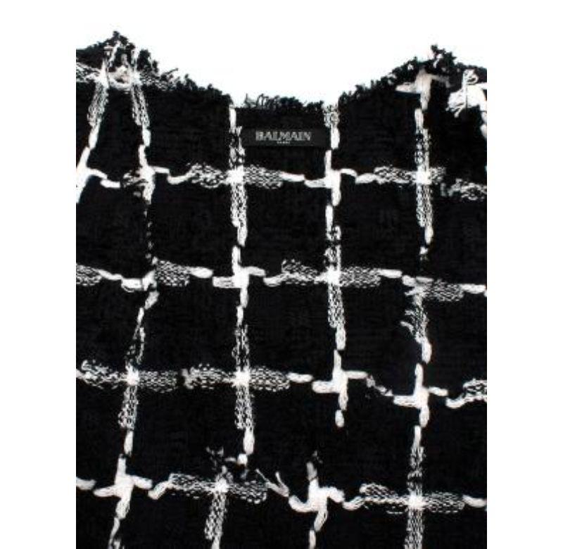 Women's Black & White Windowpane Tweed Top & Trousers For Sale