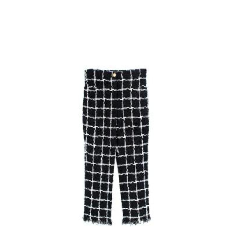 Black & White Windowpane Tweed Top & Trousers For Sale 4