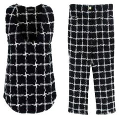 Black & White Windowpane Tweed Top & Trousers