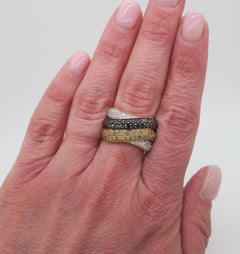 Black, White, & Yellow Diamond Crossover Ring