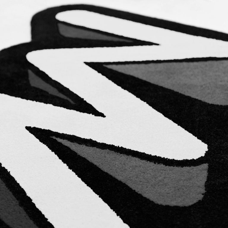 Black and White ZigZag Runner Rug from Graffiti Collection by Paulo Kobylka For Sale at 1stDibs