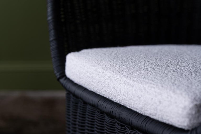 Black Wicker Chair and Ottoman For Sale at 1stDibs