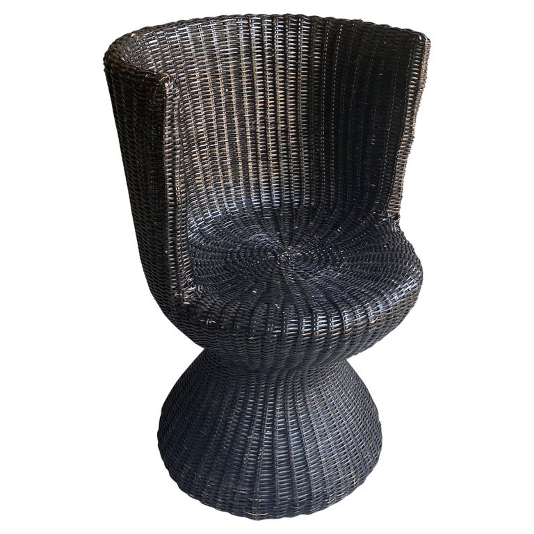 Black Wicker Tub Chair, Two Available, NL, 1970's For Sale at 1stDibs