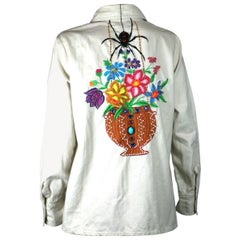 Camicia in cotone ricamato Black Widow, Upcycled by Studio VL