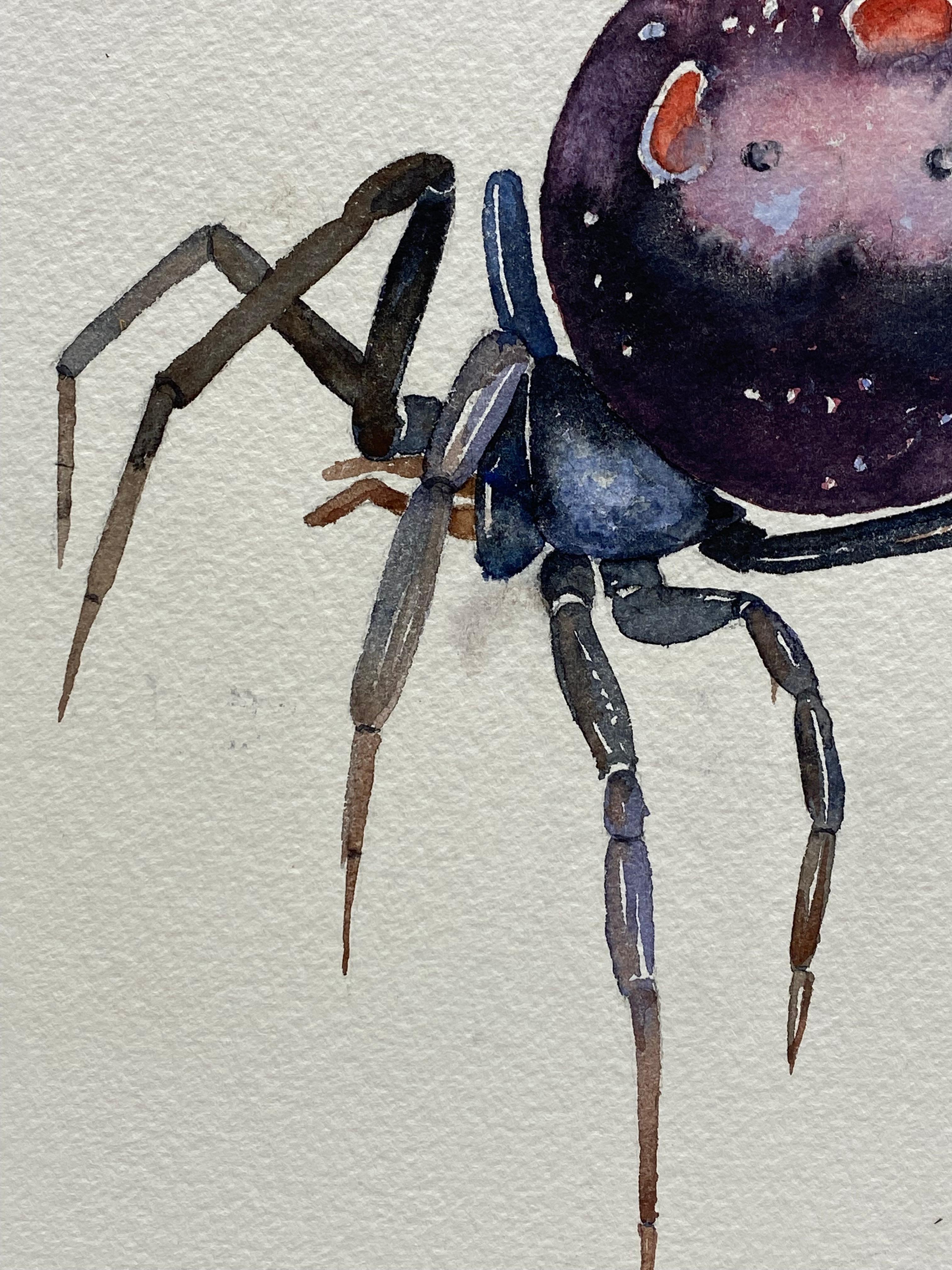 Hand-Painted Black Widow Watercolor Painting by Jim Adair For Sale