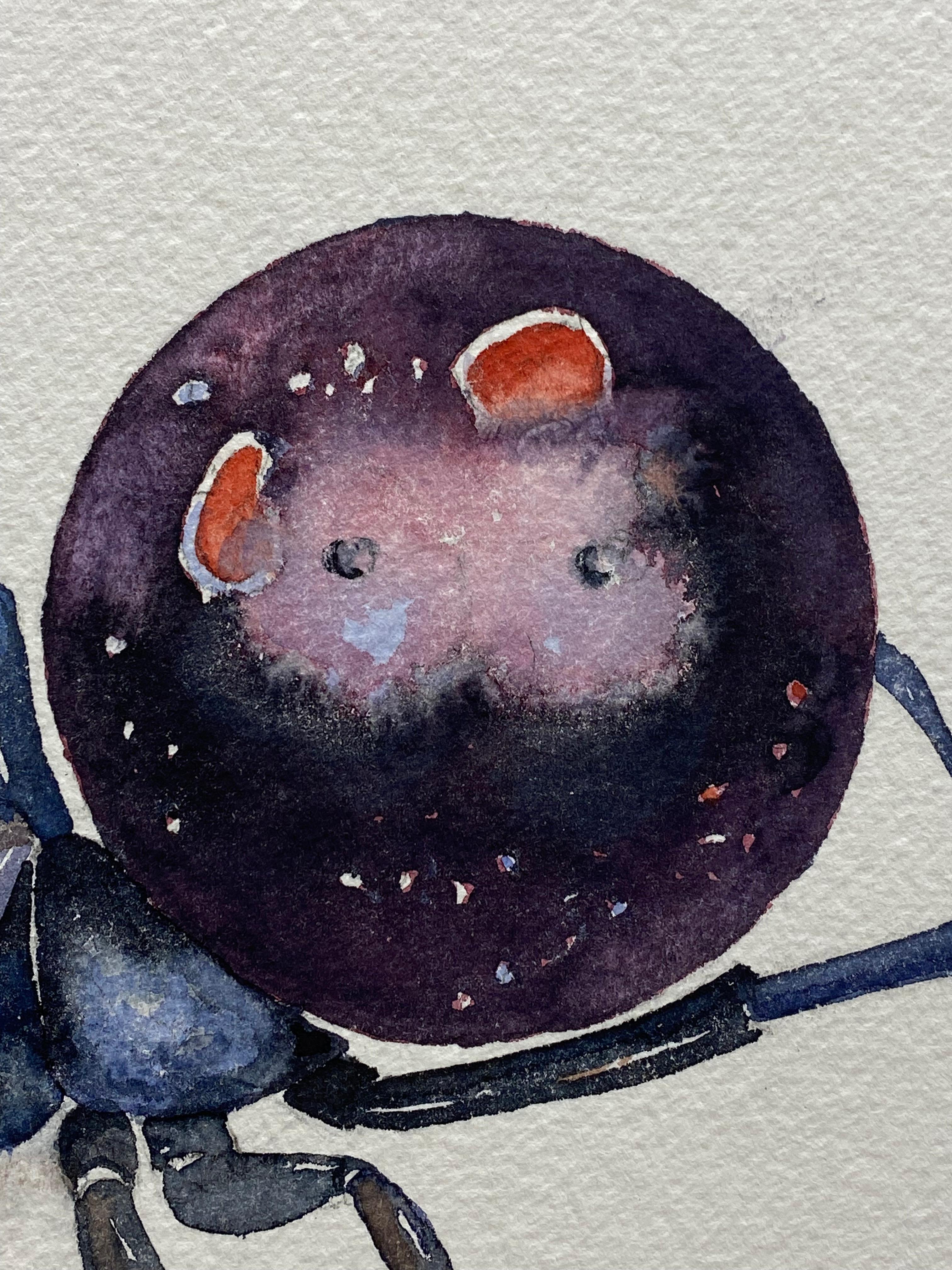 Black Widow Watercolor Painting by Jim Adair In Good Condition For Sale In Garnerville, NY