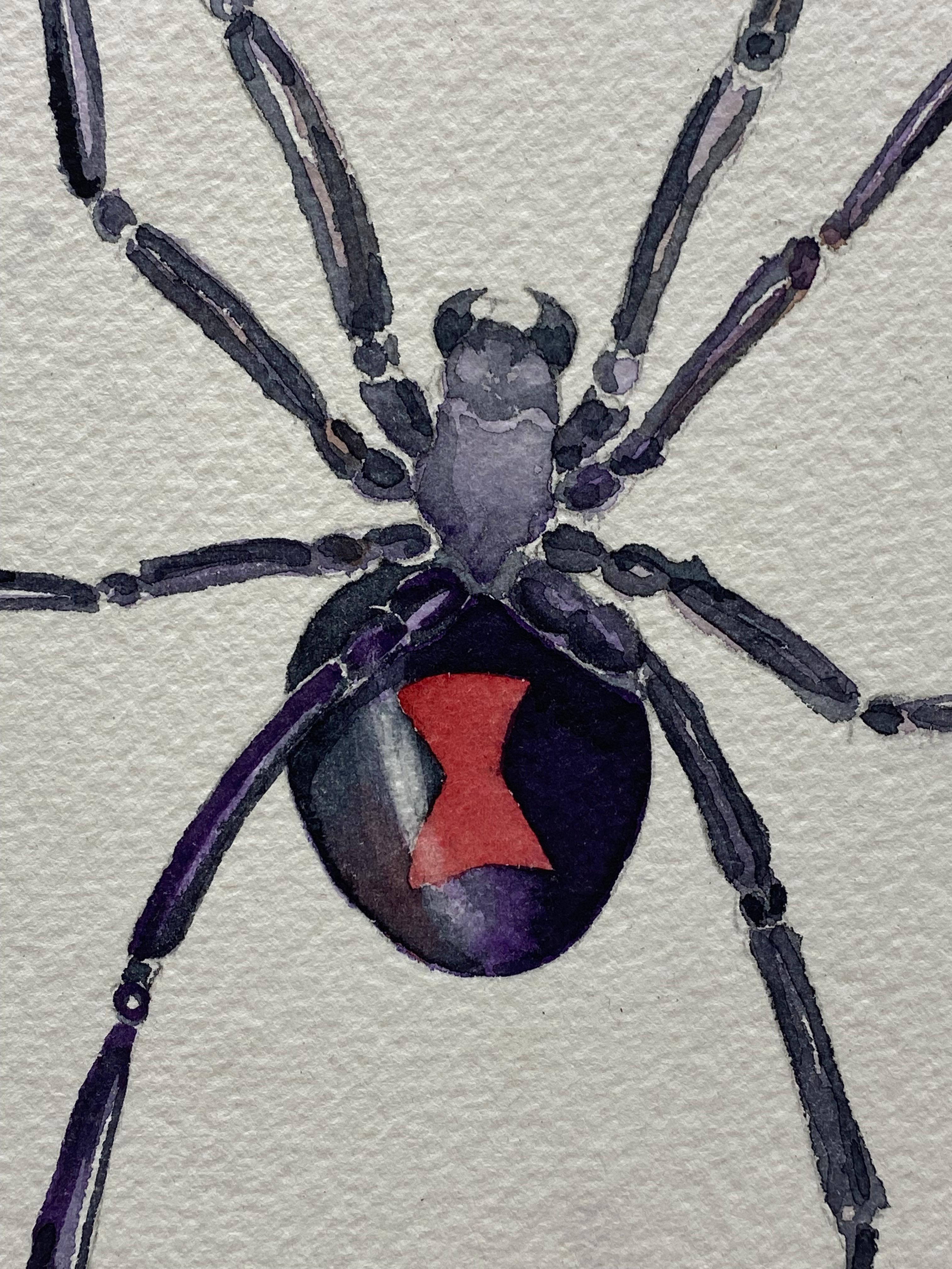 Black Widow Watercolor Painting by Jim Adair In Good Condition For Sale In Garnerville, NY