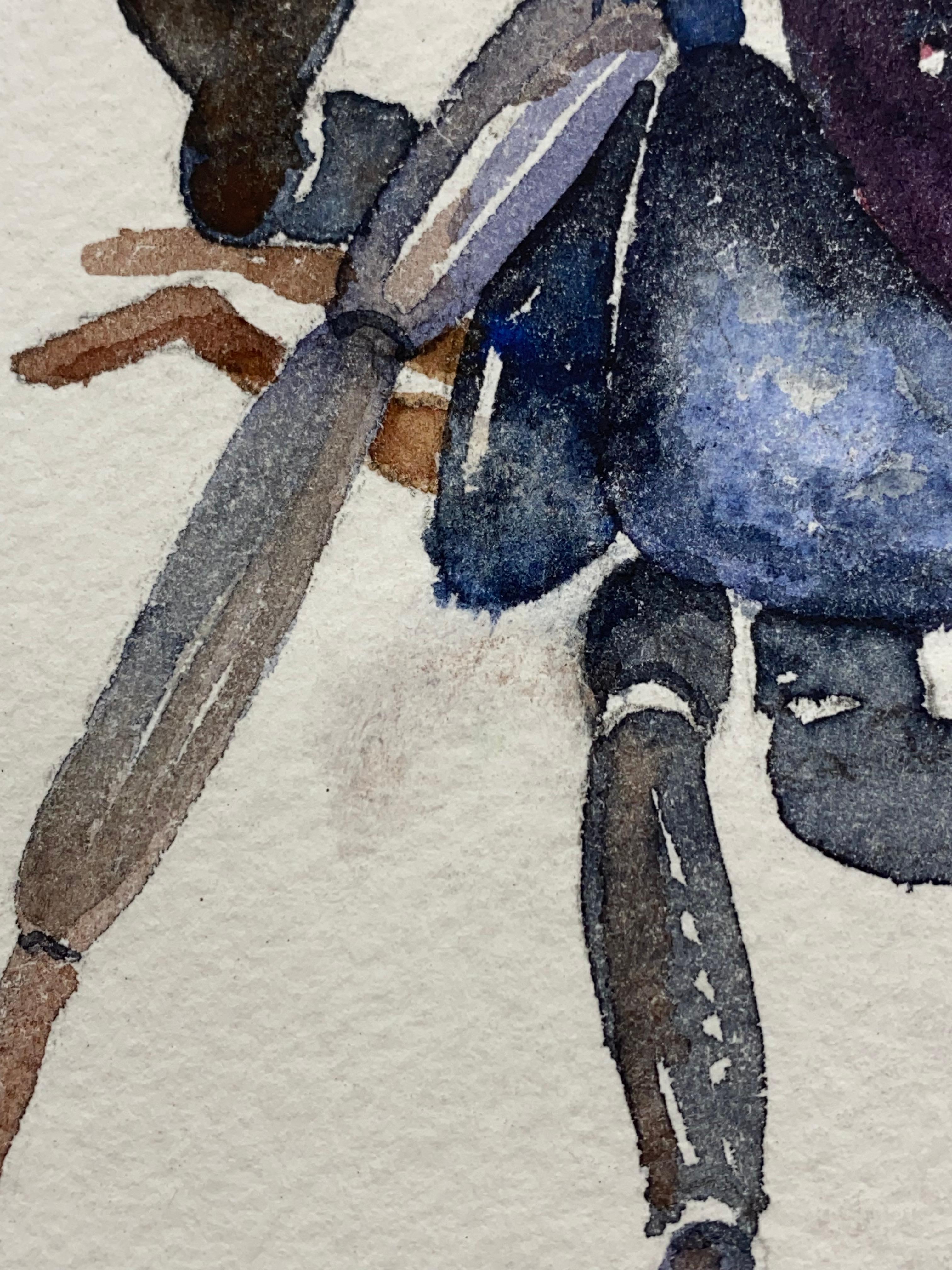 Late 20th Century Black Widow Watercolor Painting by Jim Adair For Sale