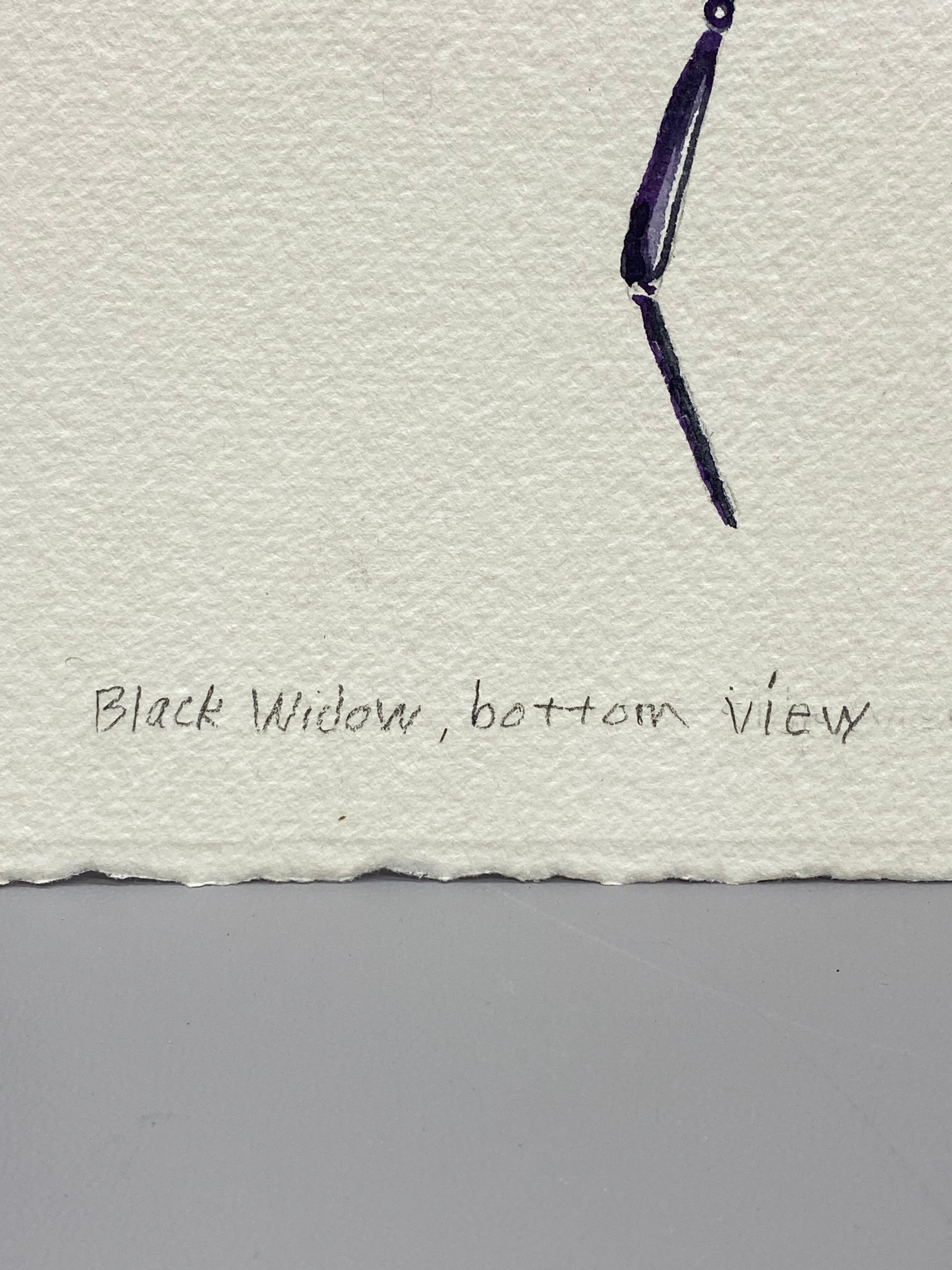 Late 20th Century Black Widow Watercolor Painting by Jim Adair For Sale