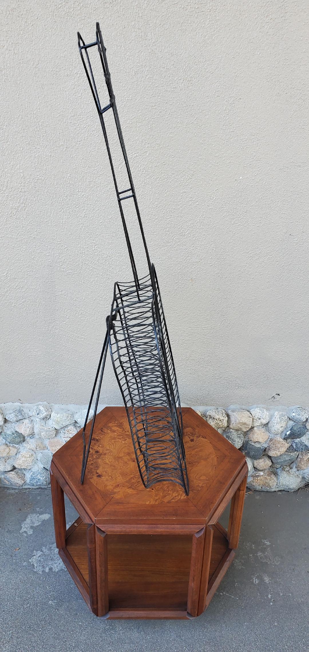 Black Wire Sculpture Of A Guitar In The Style of Frederic Weinberg 3
