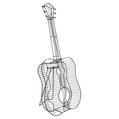 Scultura in filo nero di una chitarra nello stile di Frederic Weinberg