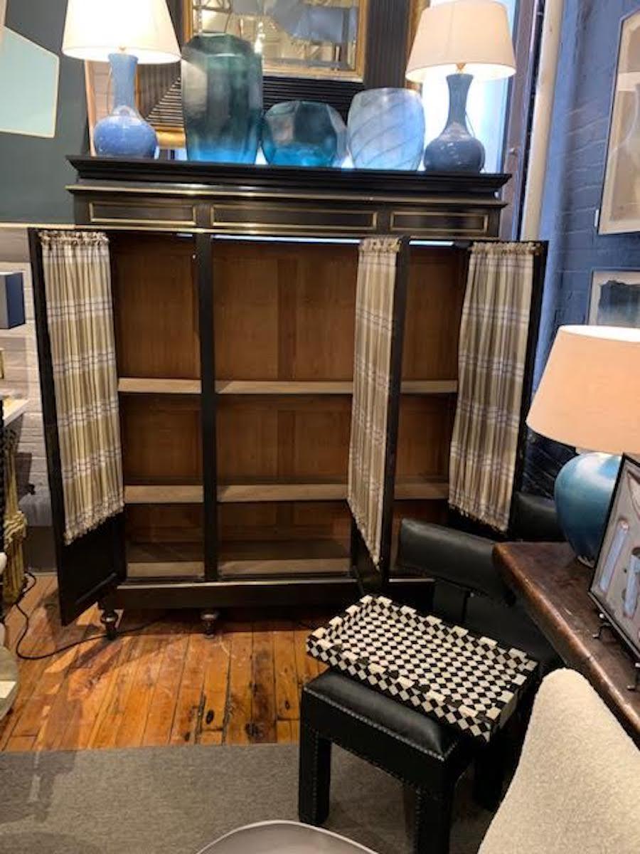 Black With Brass 19th Century Napoleon III Cabinet, France 8