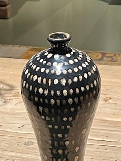 Black with Cream Color Dots Vase, China, Contemporary