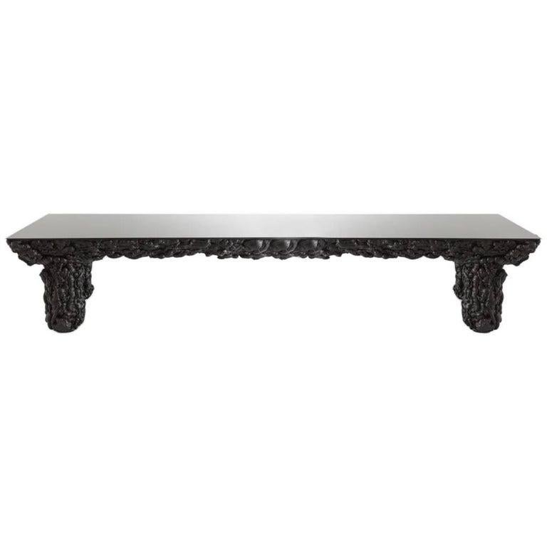 Black With Glass Top and Wood Contemporary Dining Table by Guillermo